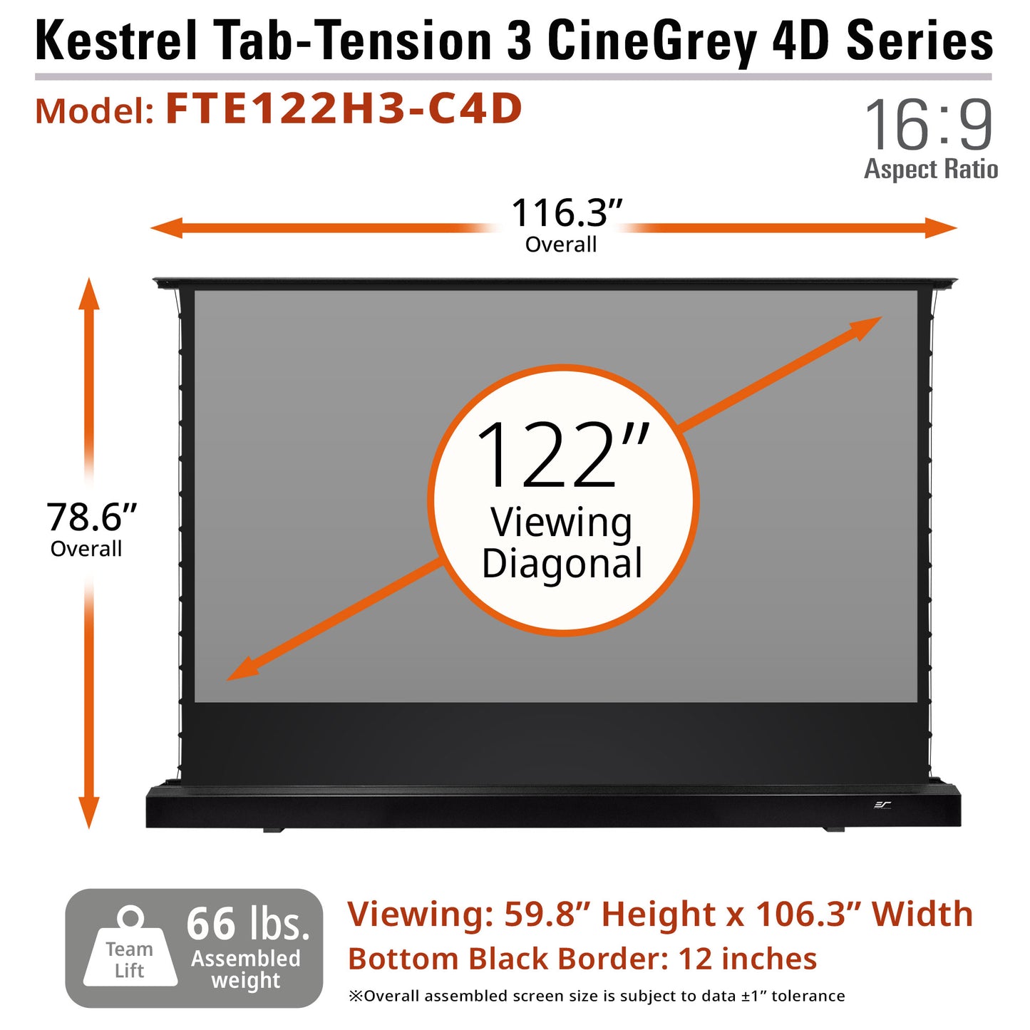 KESTREL TAB-TENSION FLOOR-UP 3 CINEGREY 4D - ELECTRIC LEINWÄNDE SCISSOR SYSTEM
