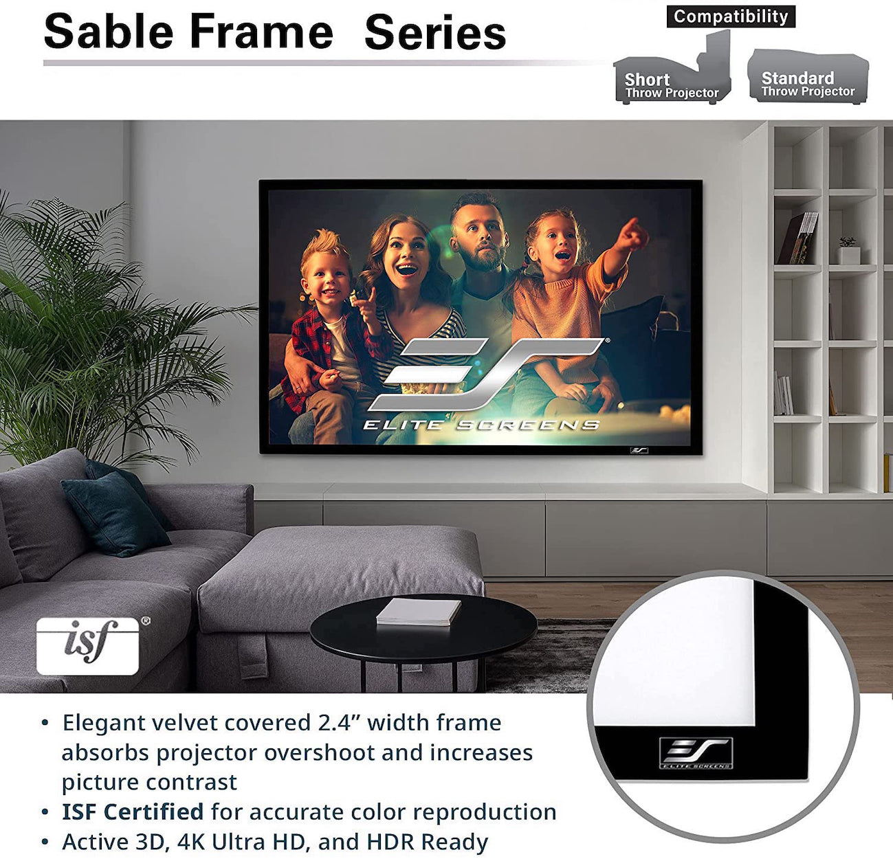 Compatibilidad de Sable Frame con proyectores de alcance normal y ultracorto 