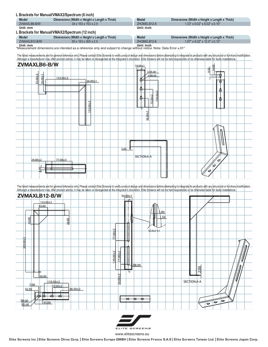 SEPARADORES DE PARED - SOPORTES EN L ZVMAXLB12-B